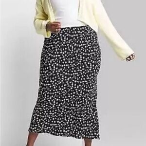 Wild Fable Black and White Ruched Pencil Maxi Skirt